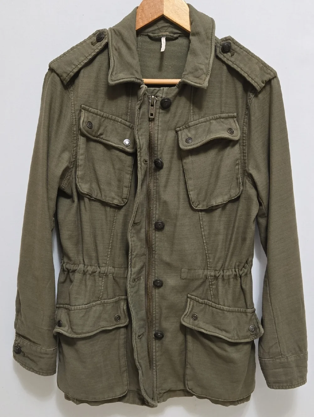Free People Not Your Brothers Surplus Military Jacket S Utility‎ Army Green